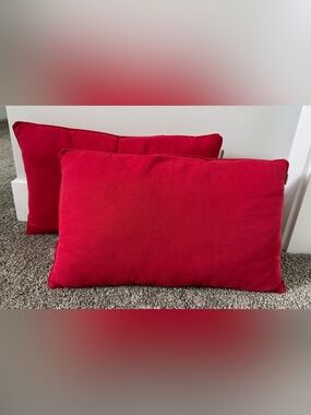 Set of 2 Bouclair Red Decorative Lumbar Pillows - Bedding, Sofa or Patio